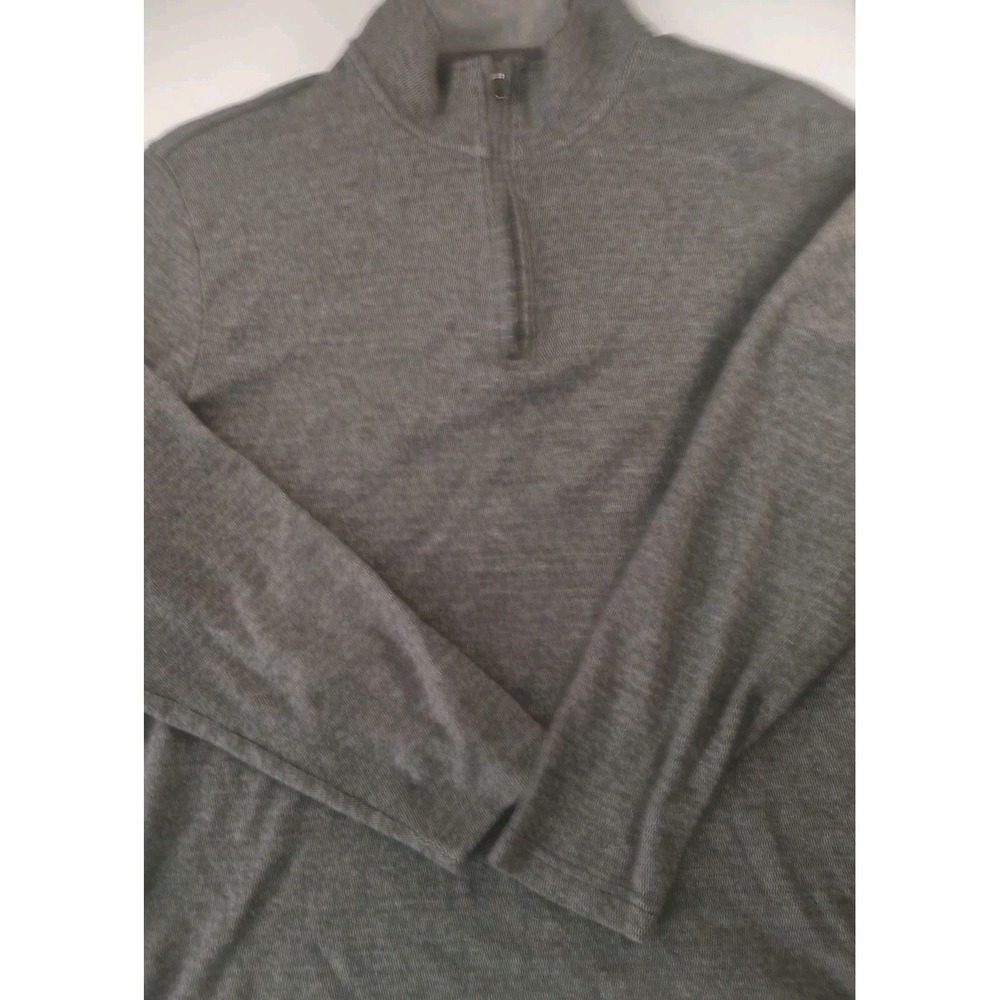 Chaps Sweater XL Men's 1/4‎ Zip Pullover Herringbone Gray Long Sleeve Cotton